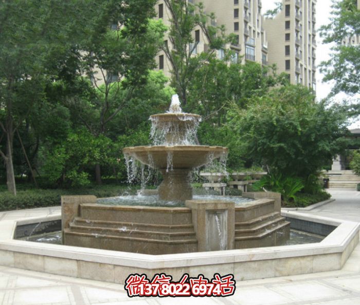 精美石雕大型噴泉，美化小區(qū)廣場景觀