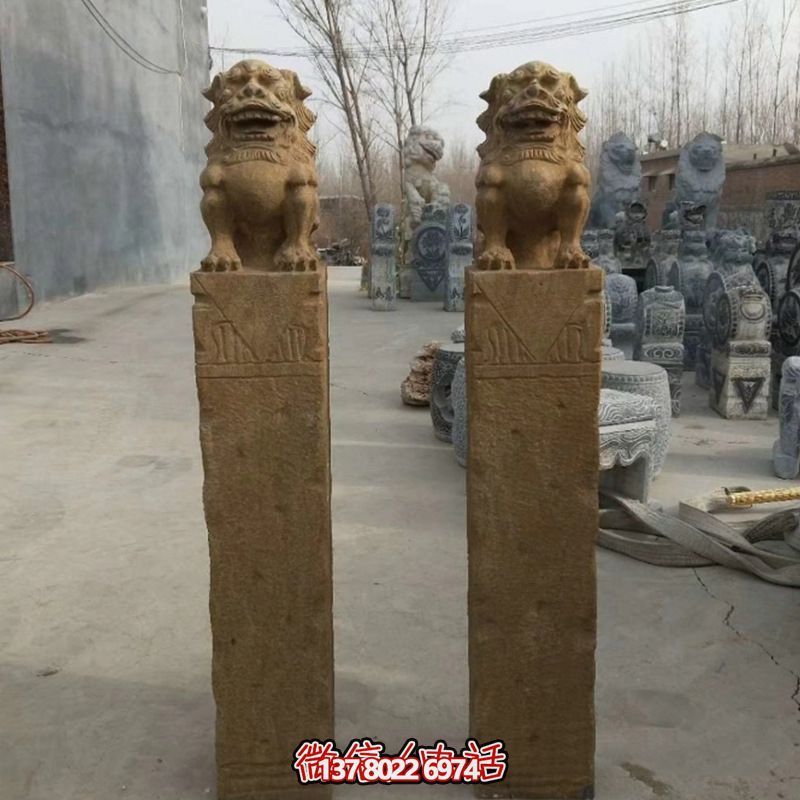 砂巖拴馬柱擺件，為你的寺廟門口增添優(yōu)雅氣息
