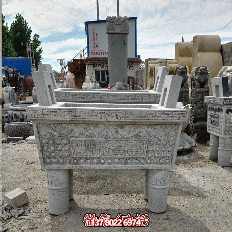 大型戶外石雕大理石香爐擺件，為園林景觀增添靈動之美