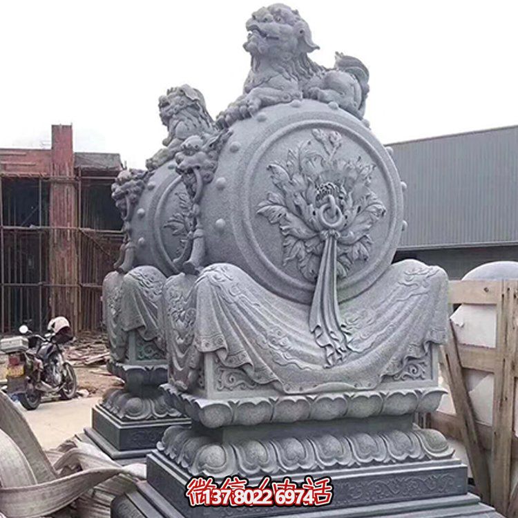 精美大理石石雕抱鼓雕塑，添彩戶外園林景觀