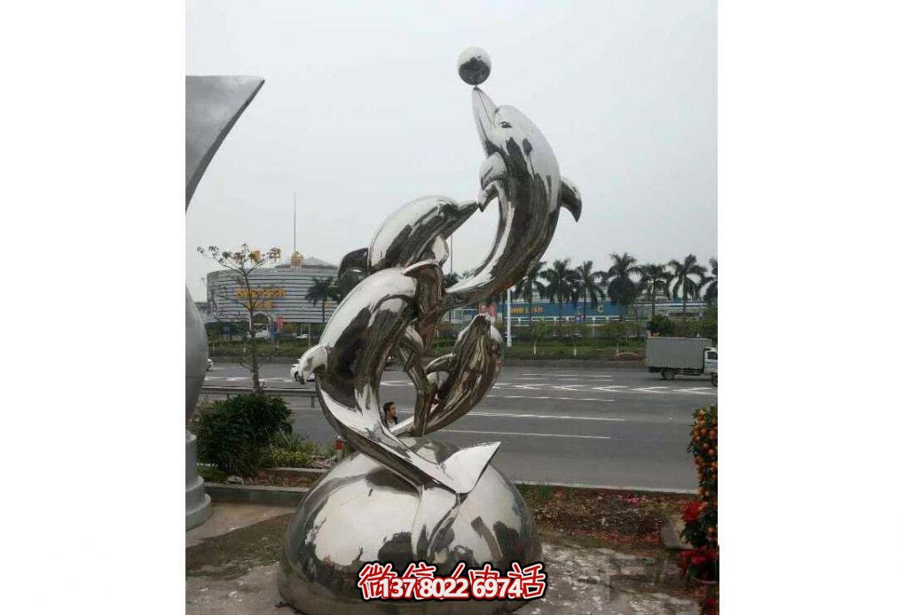 不銹鋼海豚雕塑，玩起來(lái)讓街道飛躍！