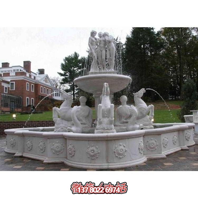 超大型大理石噴泉水景，營造完美別墅廣場