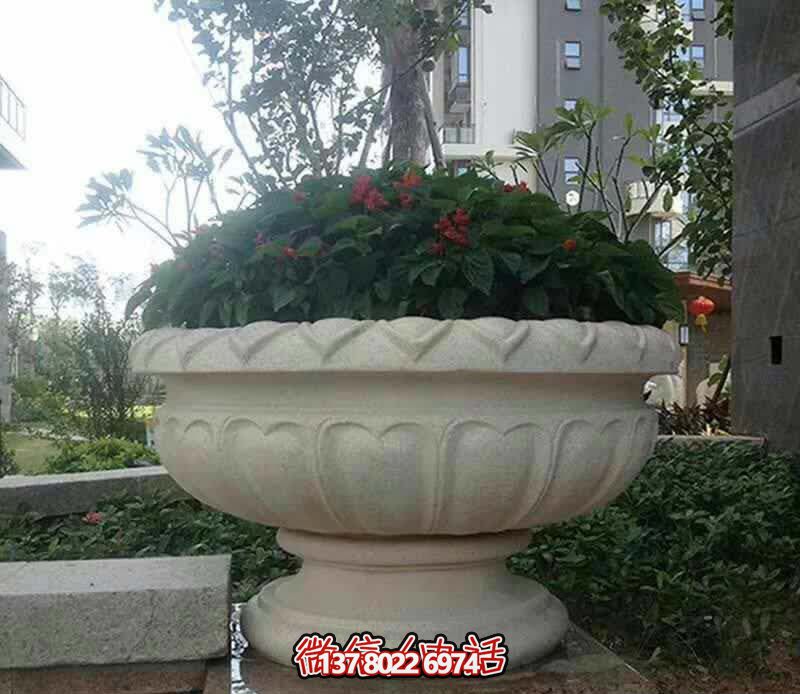 精美巨型大理石石雕花盆雕塑，讓你的別墅街道更加精彩