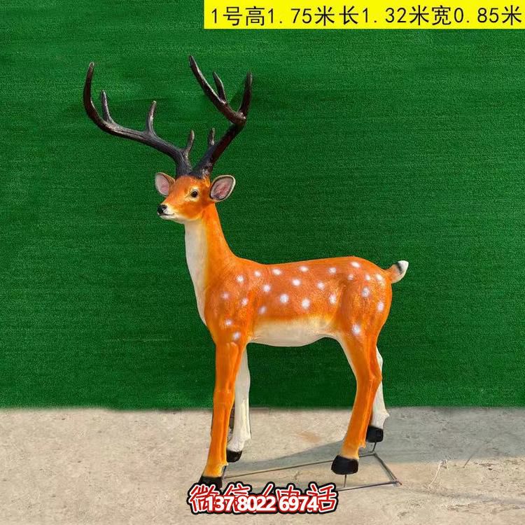玻璃鋼仿銅梅花鹿雕塑，點綴園林景觀