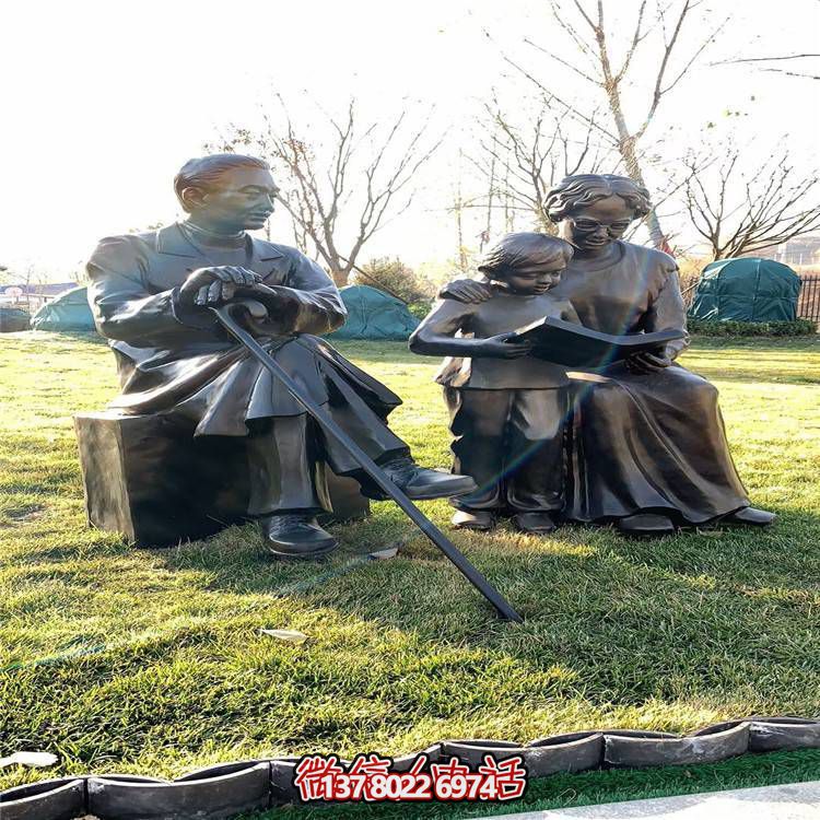 仿銅民俗人物雕塑，玻璃鋼裝飾公園戶外