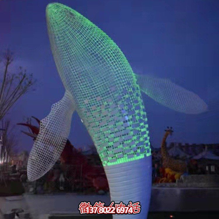 不銹鋼鯨魚雕塑景觀，營(yíng)造完美空間氛圍