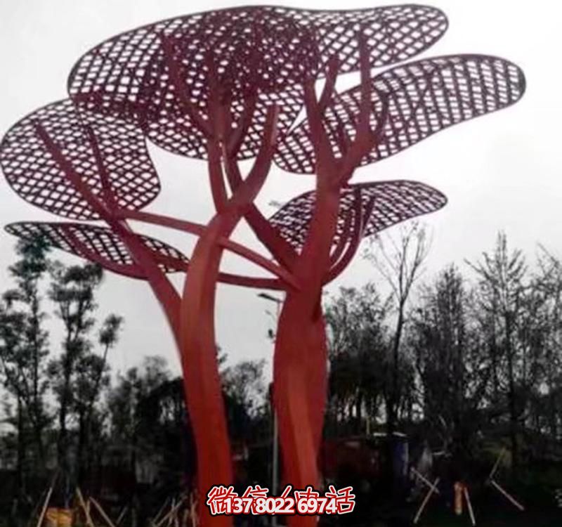 兒童安全游樂園，不銹鋼網(wǎng)格樹雕塑裝置