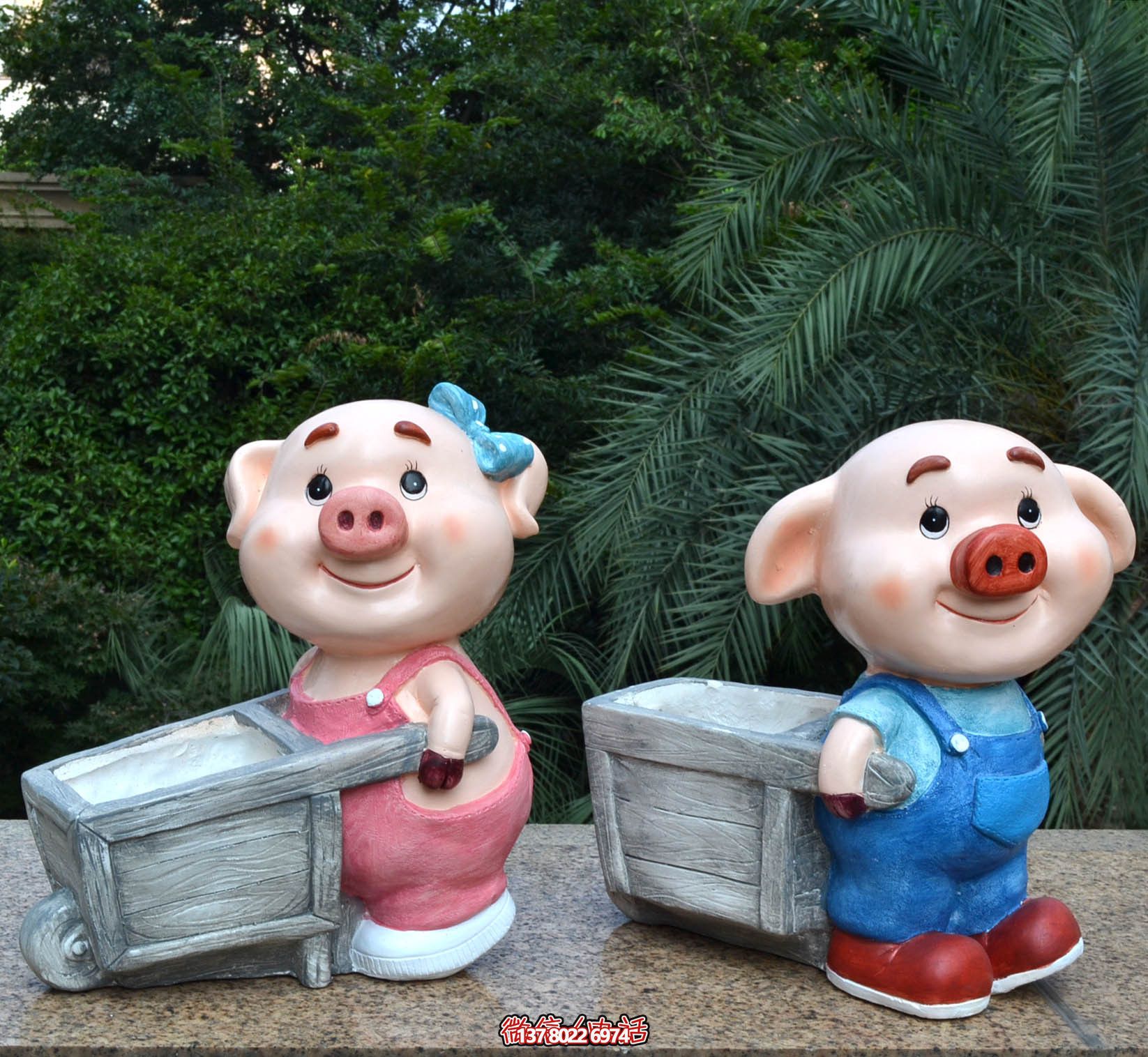 玻璃鋼彩繪雕塑拉車，美化公園景觀