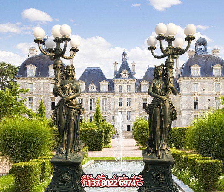 西方風(fēng)格別墅景觀裝飾，銅雕女性雕塑