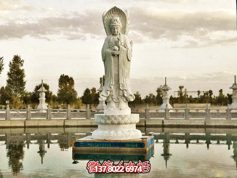 大型漢白玉石雕觀音雕塑，讓你的戶外景區(qū)更加完美