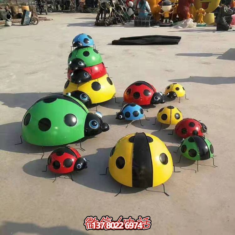 七星仿真玻璃鋼瓢蟲雕塑，園林景觀裝飾