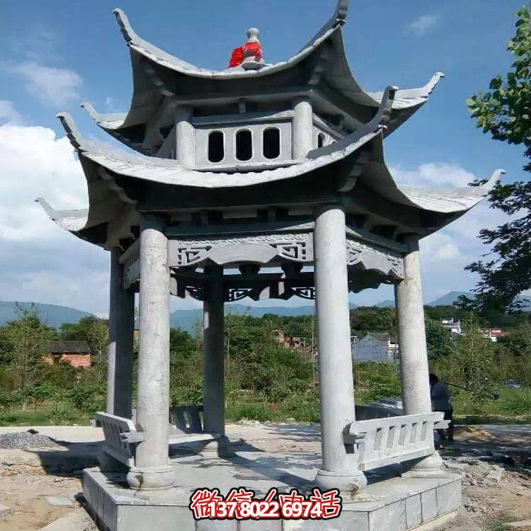 優(yōu)雅雙層石雕涼亭，給您的園林添彩