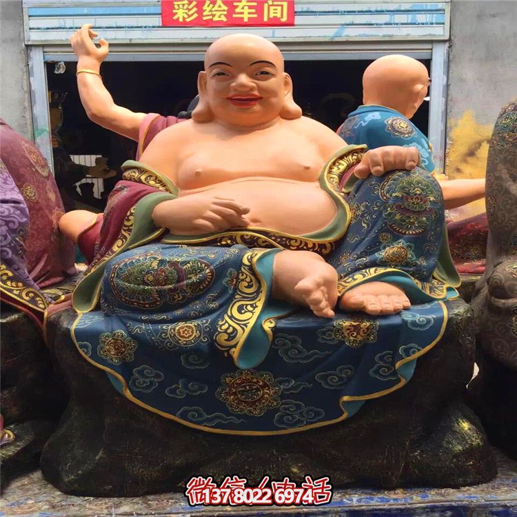 十八羅漢玻璃鋼彩繪大型景觀(guān)雕塑把笑容帶到每一個(gè)角落