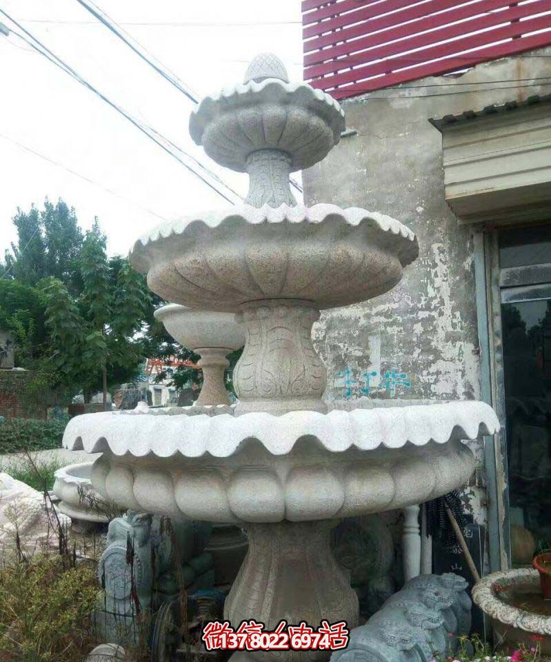 精美多層石雕景觀噴泉，打造完美公園