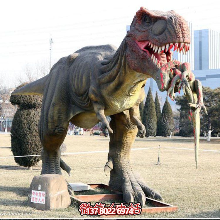 玻璃鋼仿真恐龍雕像，為動(dòng)物園、園林等戶外場(chǎng)所擺放