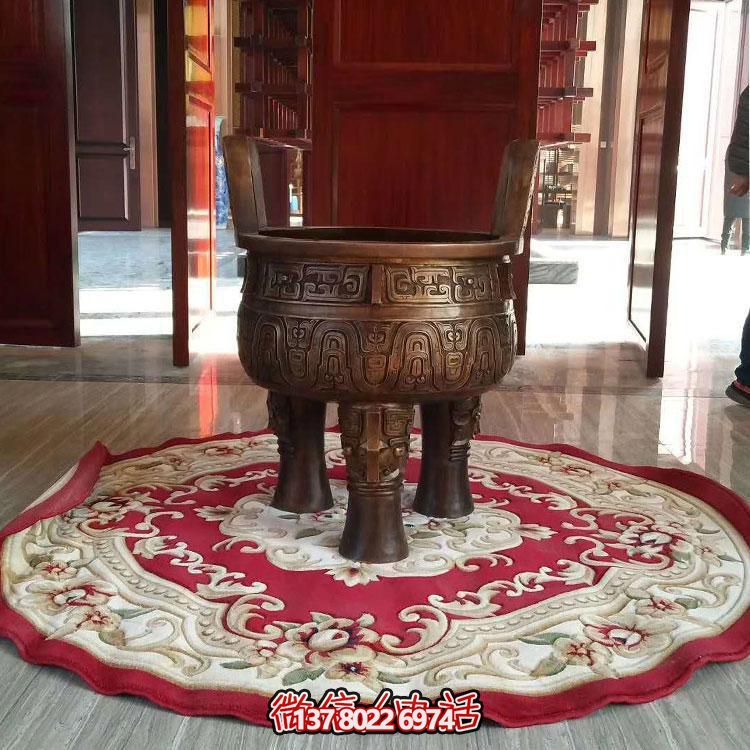 純銅鼎仿古香爐擺件，圓潤(rùn)家居裝飾