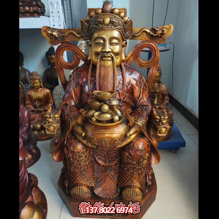 家用純銅鍛造財(cái)神爺?shù)袼堋?cái)源滾滾，祝福財(cái)運(yùn)永久