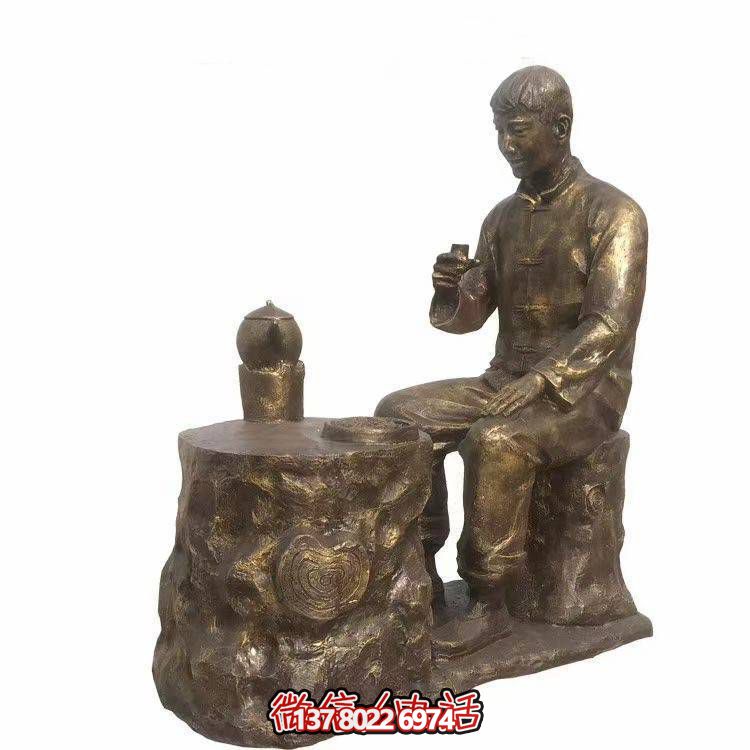 仿銅玻璃鋼人物小品雕塑，景觀戶外公園裝飾