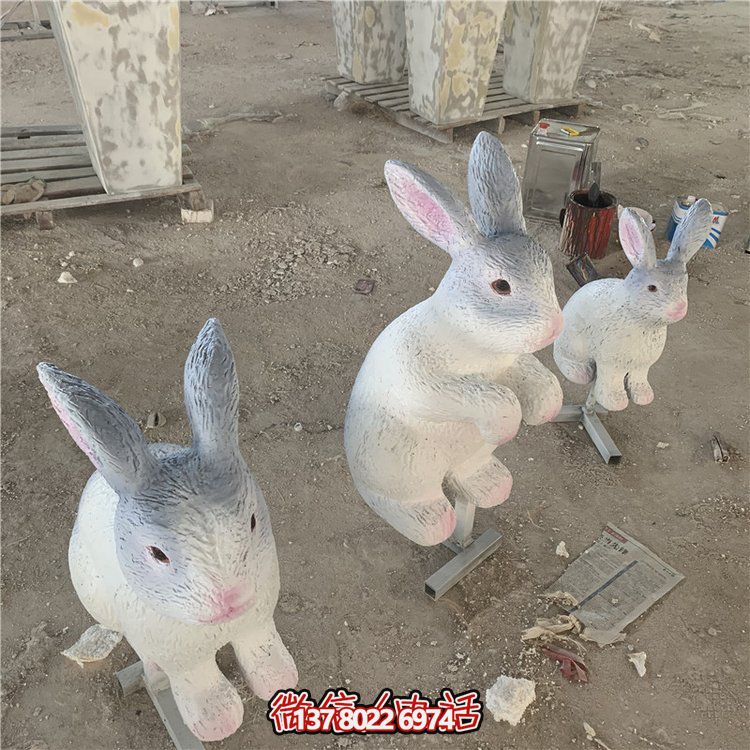 兔子仿銅玻璃鋼景觀戶(hù)外公園裝飾品