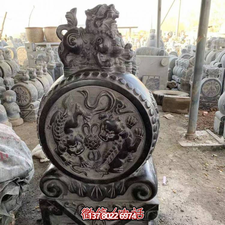 仿古青石石雕抱鼓雕塑，裝點(diǎn)庭院門口