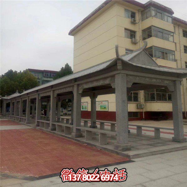 仿古建筑石雕長(zhǎng)廊亭子，打造文化小區(qū)廣場(chǎng)雕塑