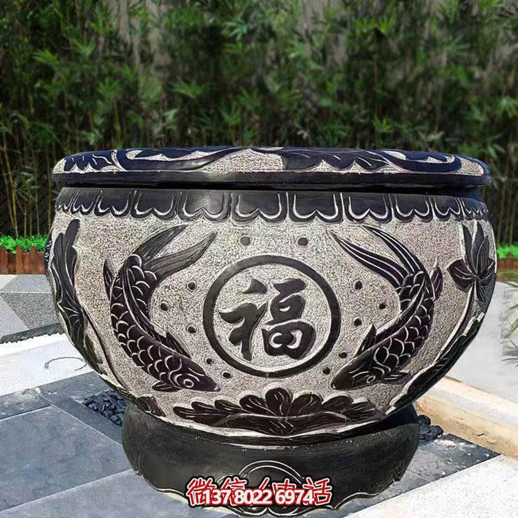 精美青石石雕缸，打造現(xiàn)代園林景觀