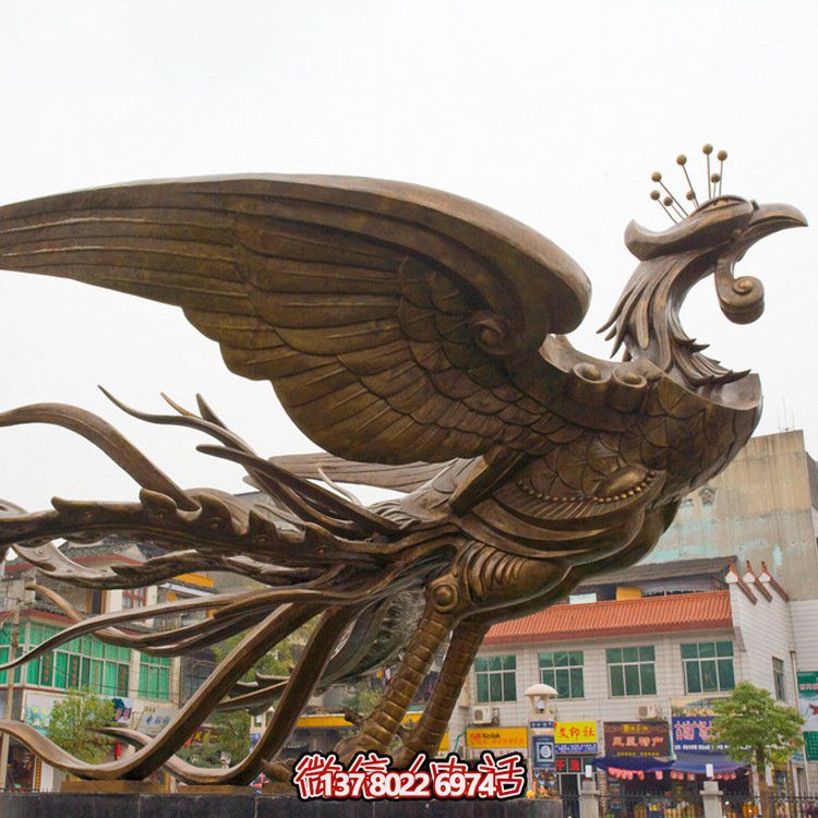 大型鳳凰銅雕擺件，增添廣場(chǎng)氣派