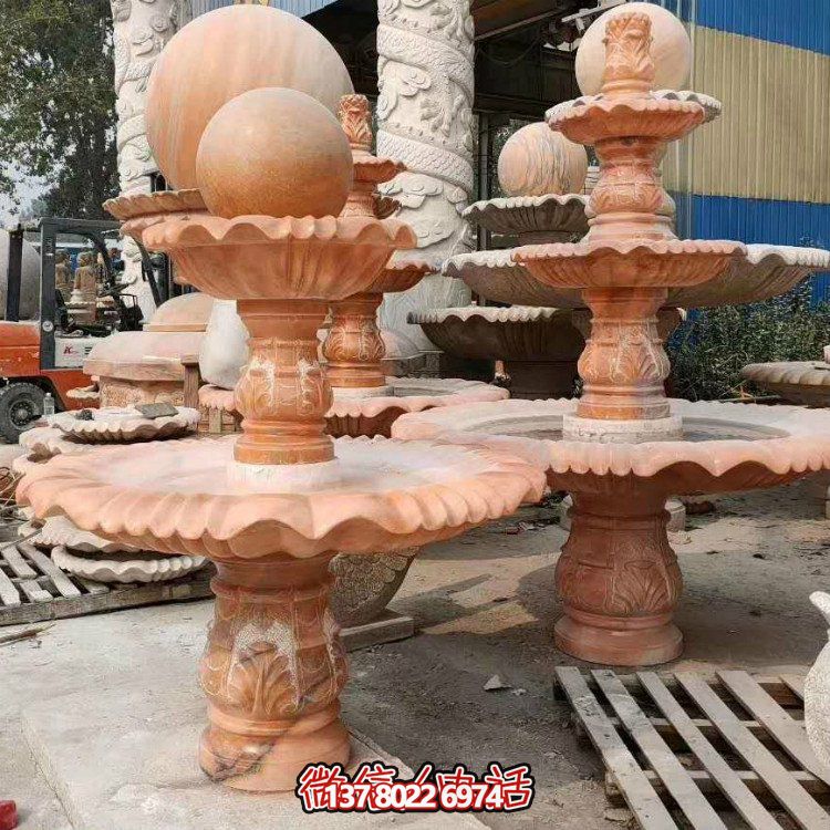 紅晚霞中式二層風(fēng)水球，讓你的庭院擺放流水轉(zhuǎn)運(yùn)風(fēng)水