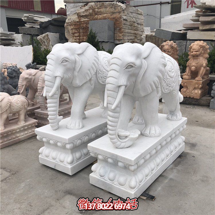 大理石石雕大型動物雕塑，點綴庭院別墅門口