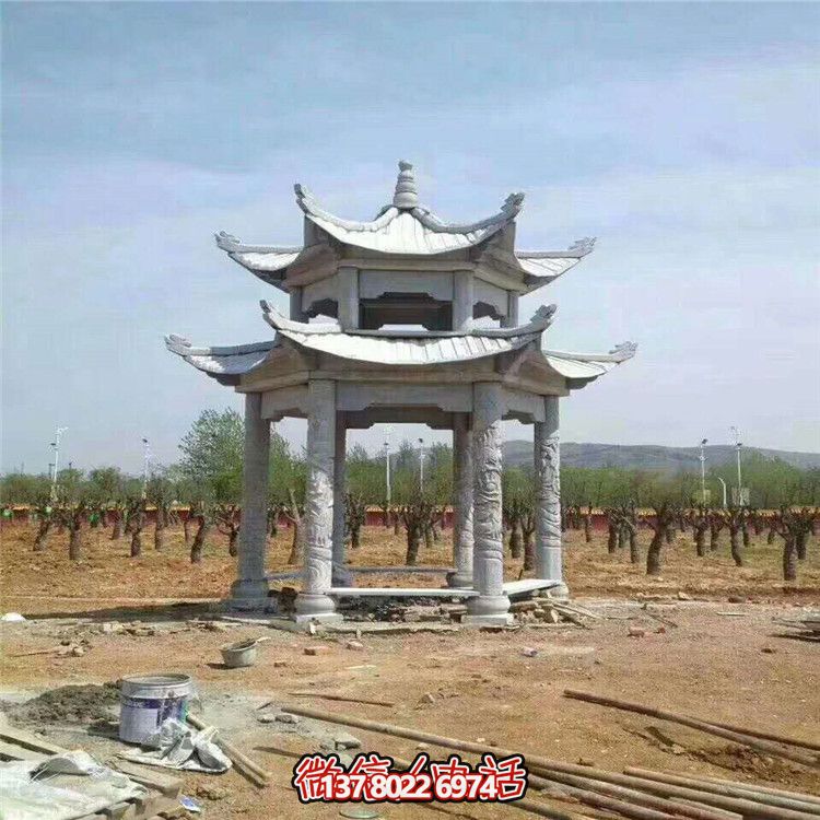 雙層雕塑涼亭，為景區(qū)、園林、戶外環(huán)境提供視覺美感