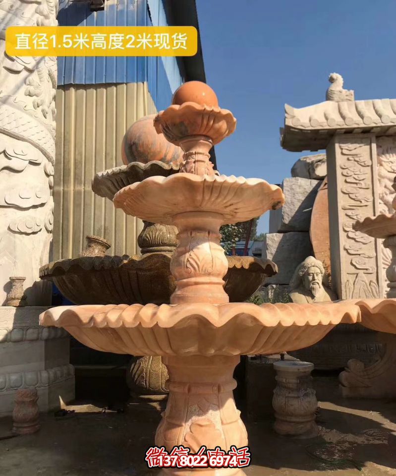 紅色晚霞風(fēng)水球石雕景觀噴泉，點(diǎn)亮小區(qū)美景