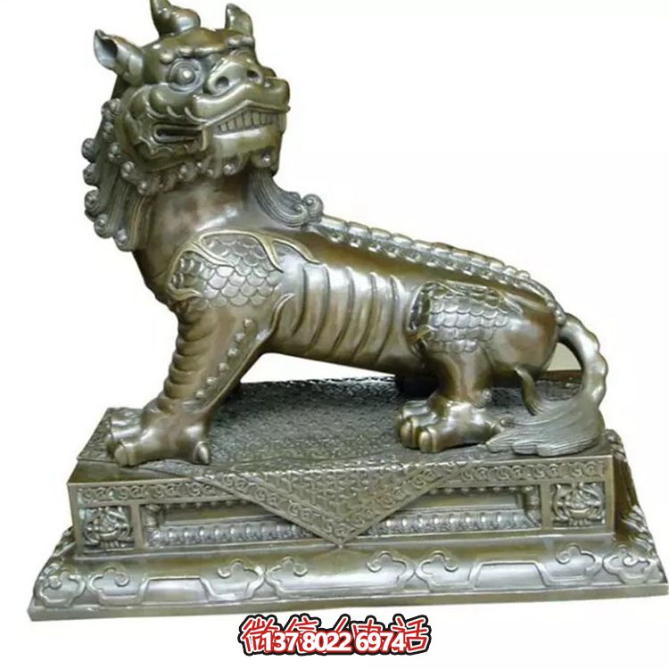 小型不銹鋼神麒麟雕塑，裝點庭院