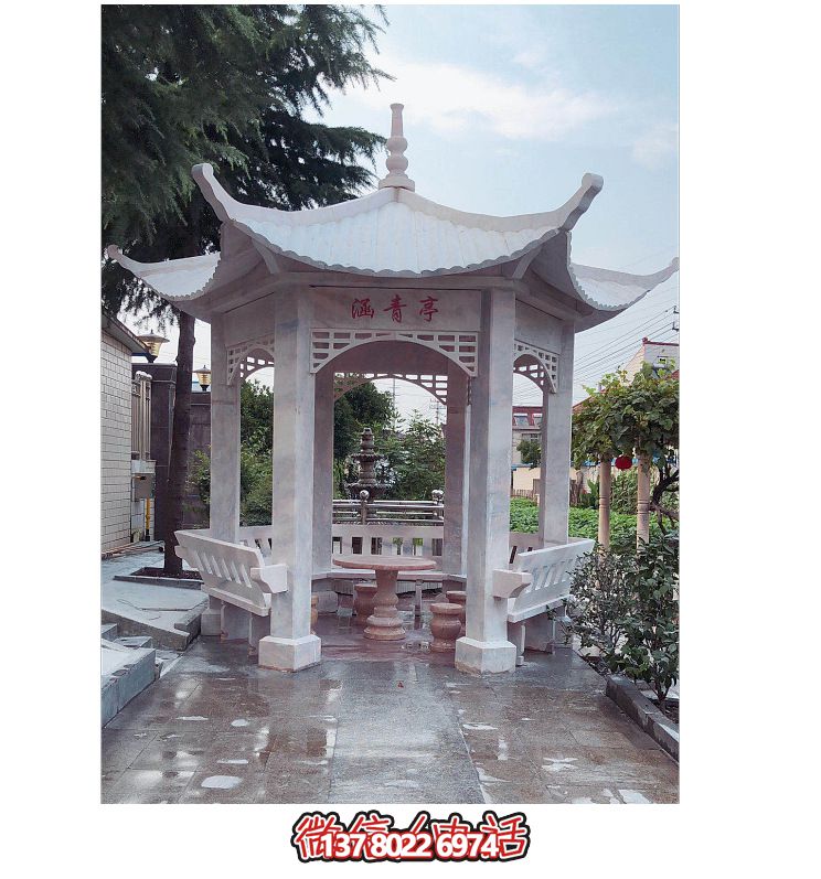 仿古大理石涼亭，美化花園景觀