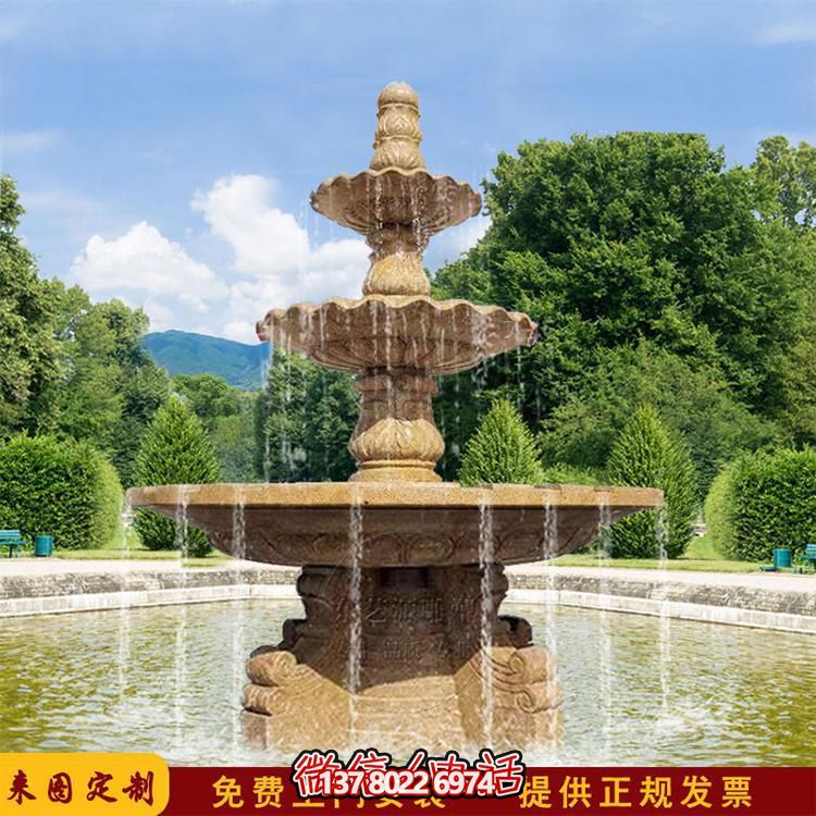 流水紅晚霞，石雕戶外景區(qū)擺件