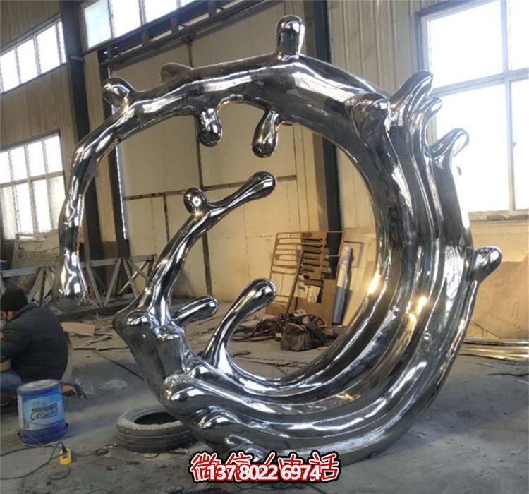 不銹鋼海浪雕塑，鏡面裝飾公園