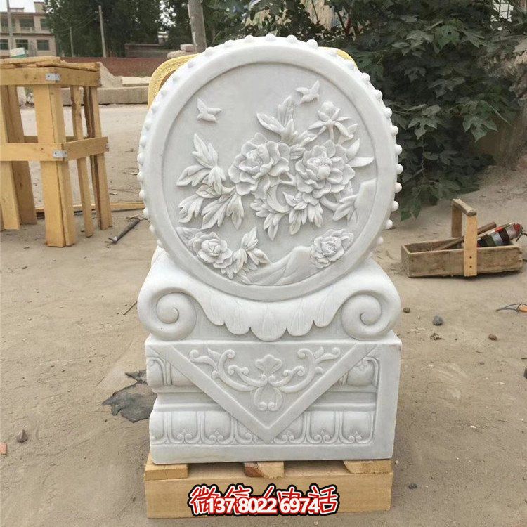 經(jīng)典石雕藝術(shù)，漢白玉石雕大理石門口門墩鎮(zhèn)宅鼓抱雕塑戶外裝飾