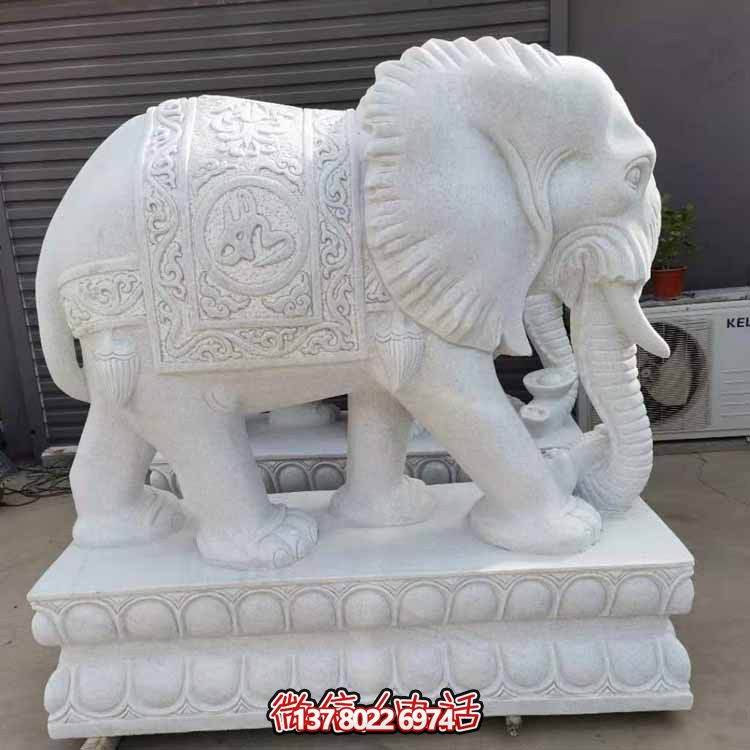 漢白玉雕塑藝術(shù)，景觀裝置招財(cái)大象