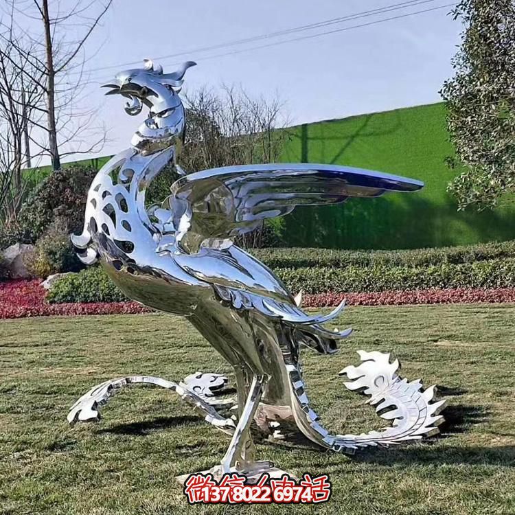 精美不銹鋼鳳凰雕塑，裝飾您的室外景觀