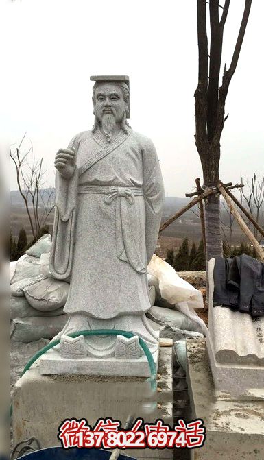 小區(qū)公園擺放唐朝著名書法家詩人柳公權(quán)大理石雕塑像