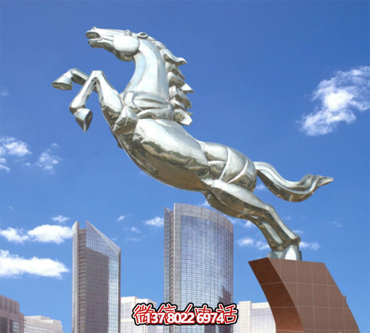 不銹鋼馬兒雕塑，鏡面騰空的馬兒雕塑，企業(yè)精神標(biāo)識(shí)標(biāo)志