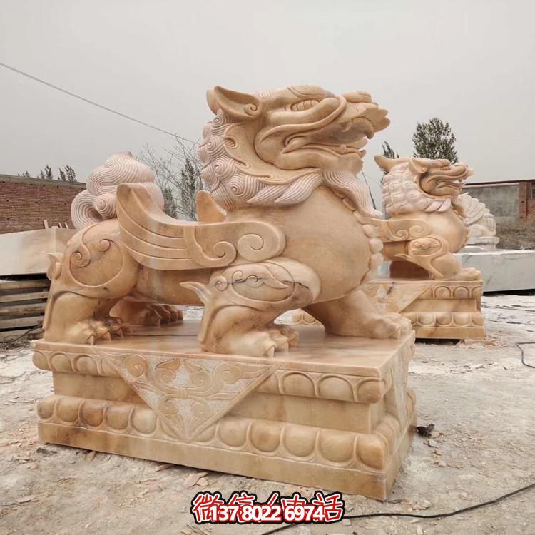 晚霞紅石雕戶外園林大型鎮(zhèn)宅招財(cái)貔貅雕塑