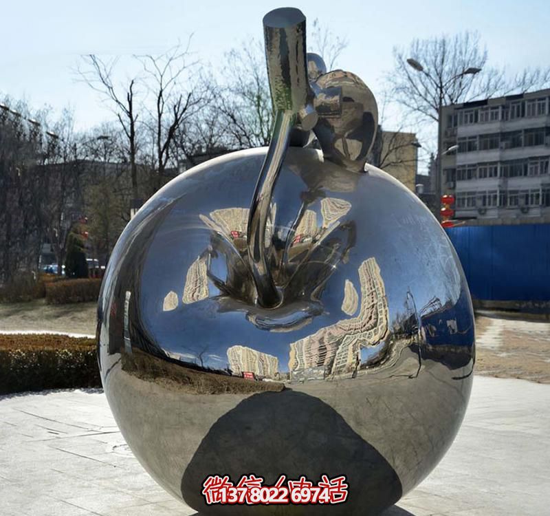 學校企業(yè)拋光不銹鋼蘋果雕塑