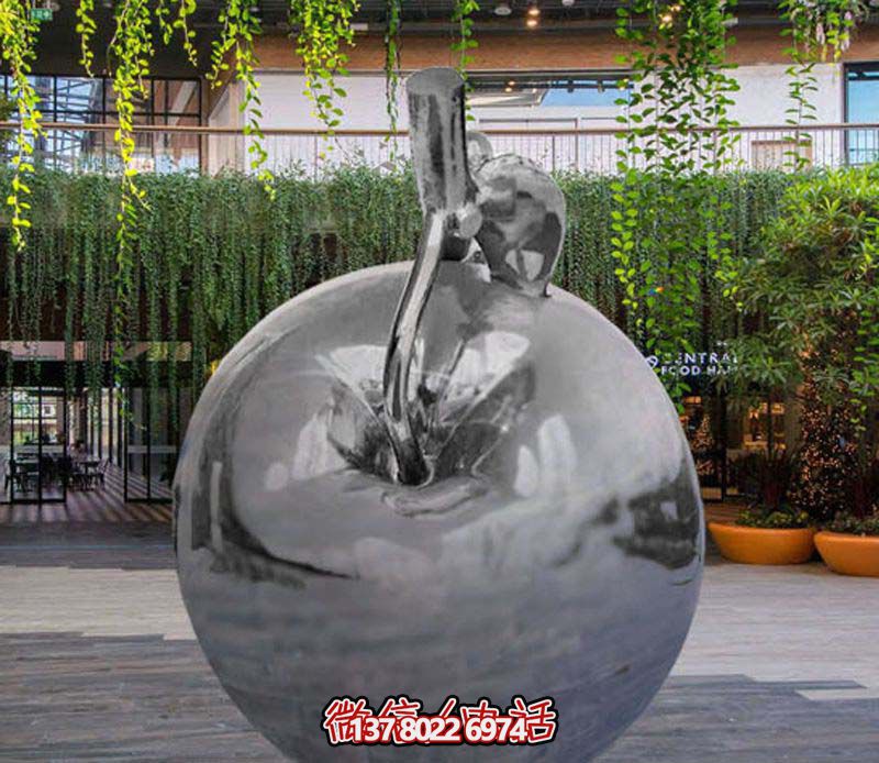 步行街公園不銹鋼鏡面蘋(píng)果雕塑