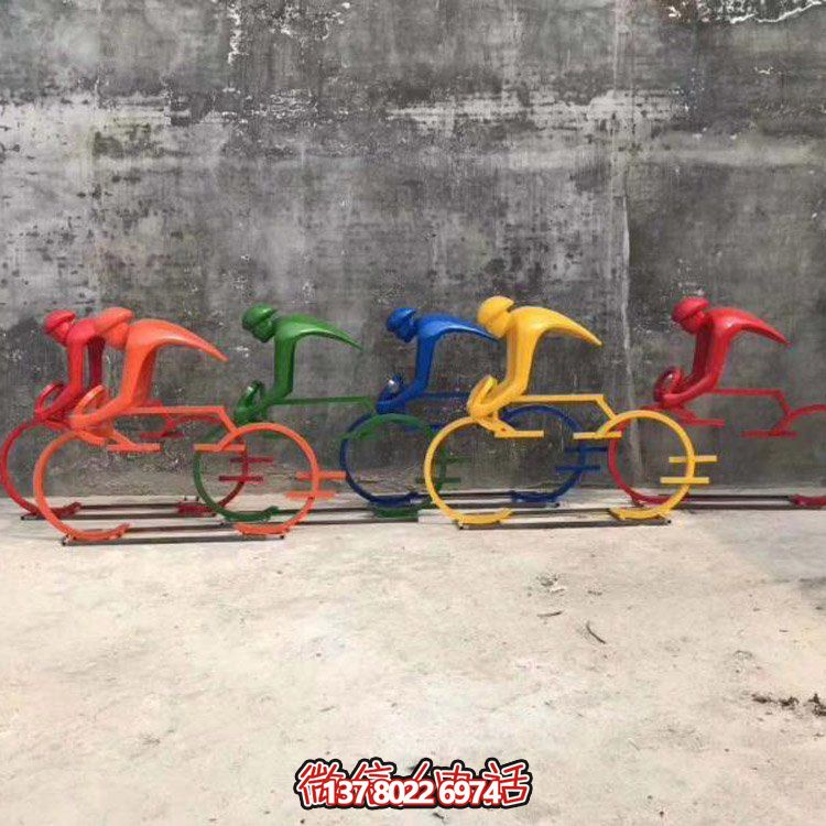 校園玻璃鋼抽象運(yùn)動(dòng)騎自行車(chē)的人物雕塑