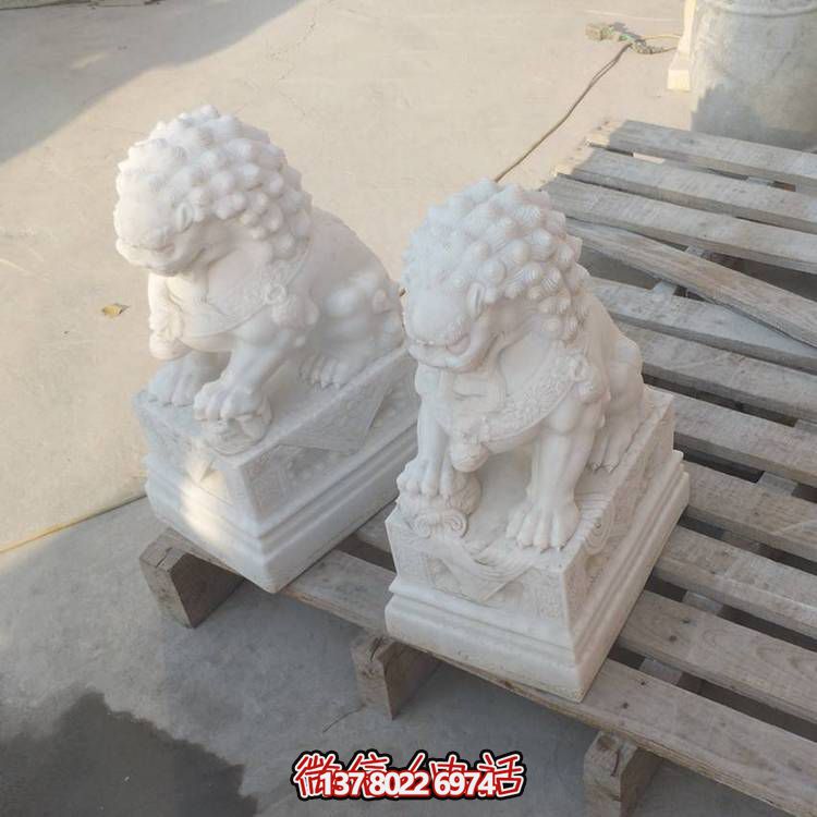 庭院門(mén)口大理石石雕門(mén)墩獅子擺件