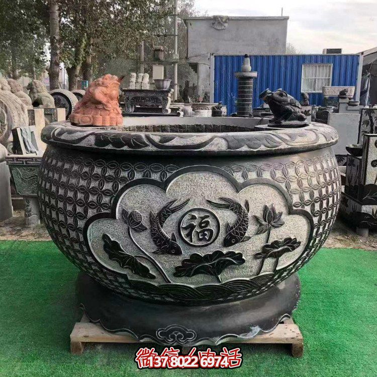 青石大水缸，石雕缸