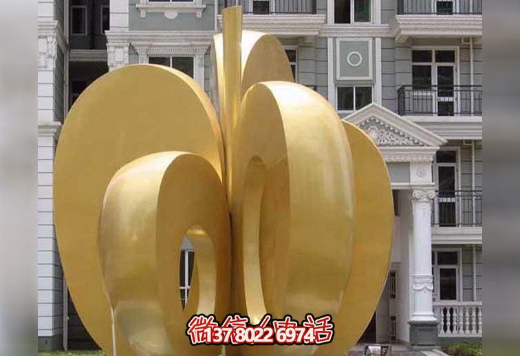 步行街不銹鋼大型抽象蘋(píng)果雕塑