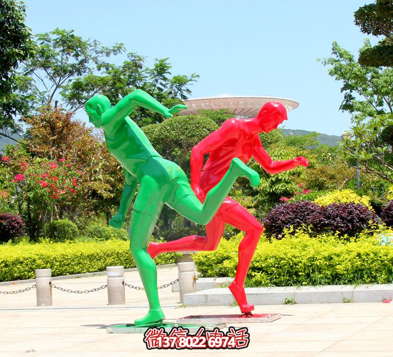 體育廣場(chǎng)跑步打籃球戶(hù)外抽象人物玻璃鋼雕塑