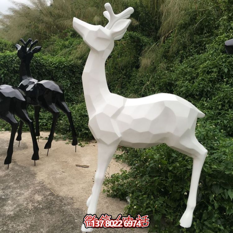 玻璃鋼幾何戶(hù)外園林景觀梅花鹿雕塑