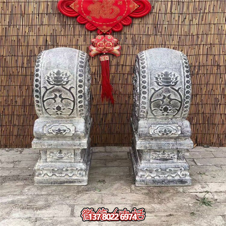 青石仿古抱鼓石，大理石古建大門門墩